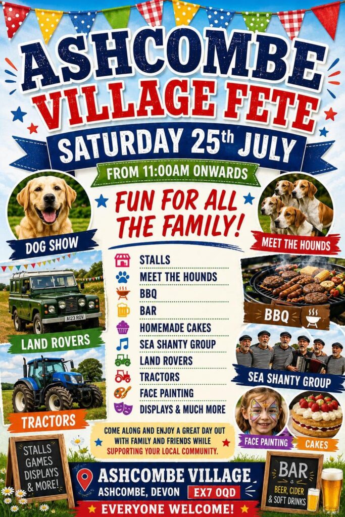 Ashcombe Village Fete on Saturday 25 July 2026
