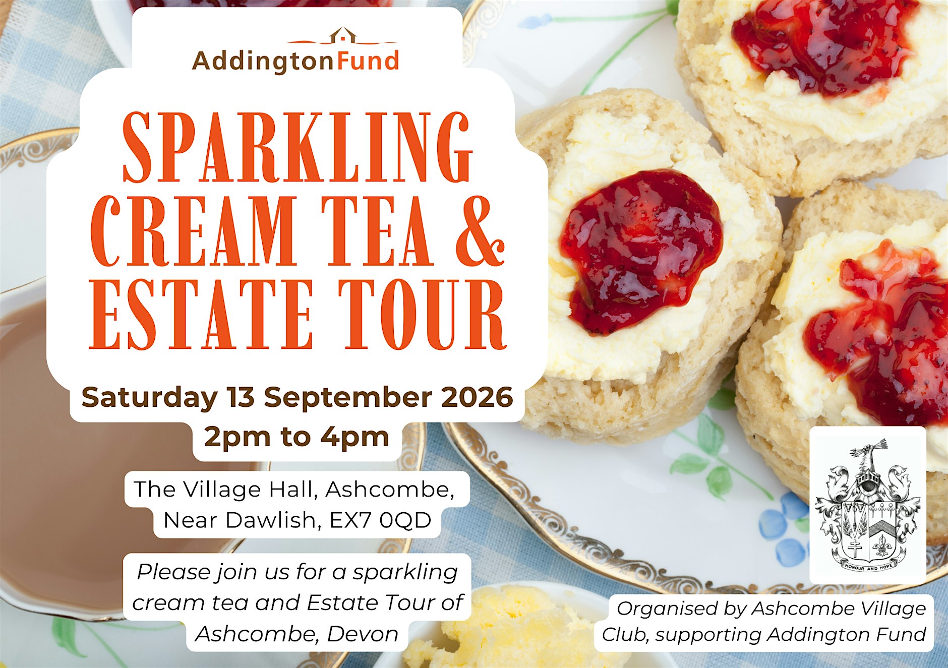 Ashcombe Cream Tea & Tour 13th September